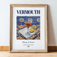 Vermouth – Italian Liqueur Drink, Cocktail Lounge Wall Art, in wooden frame leaning on the floor