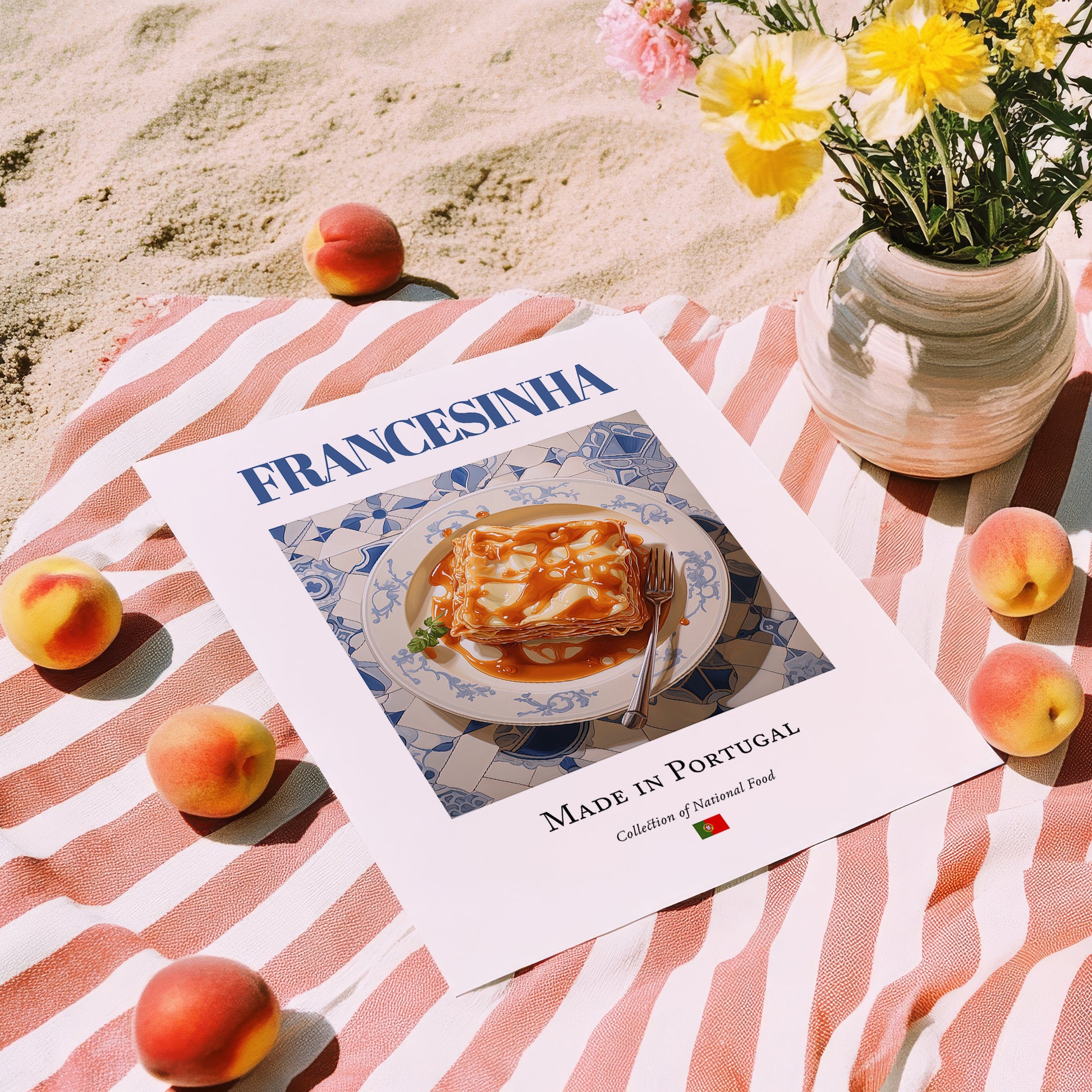 Francesinha – Portuguese Dish, Food Bar Print, unframed on coastal sand