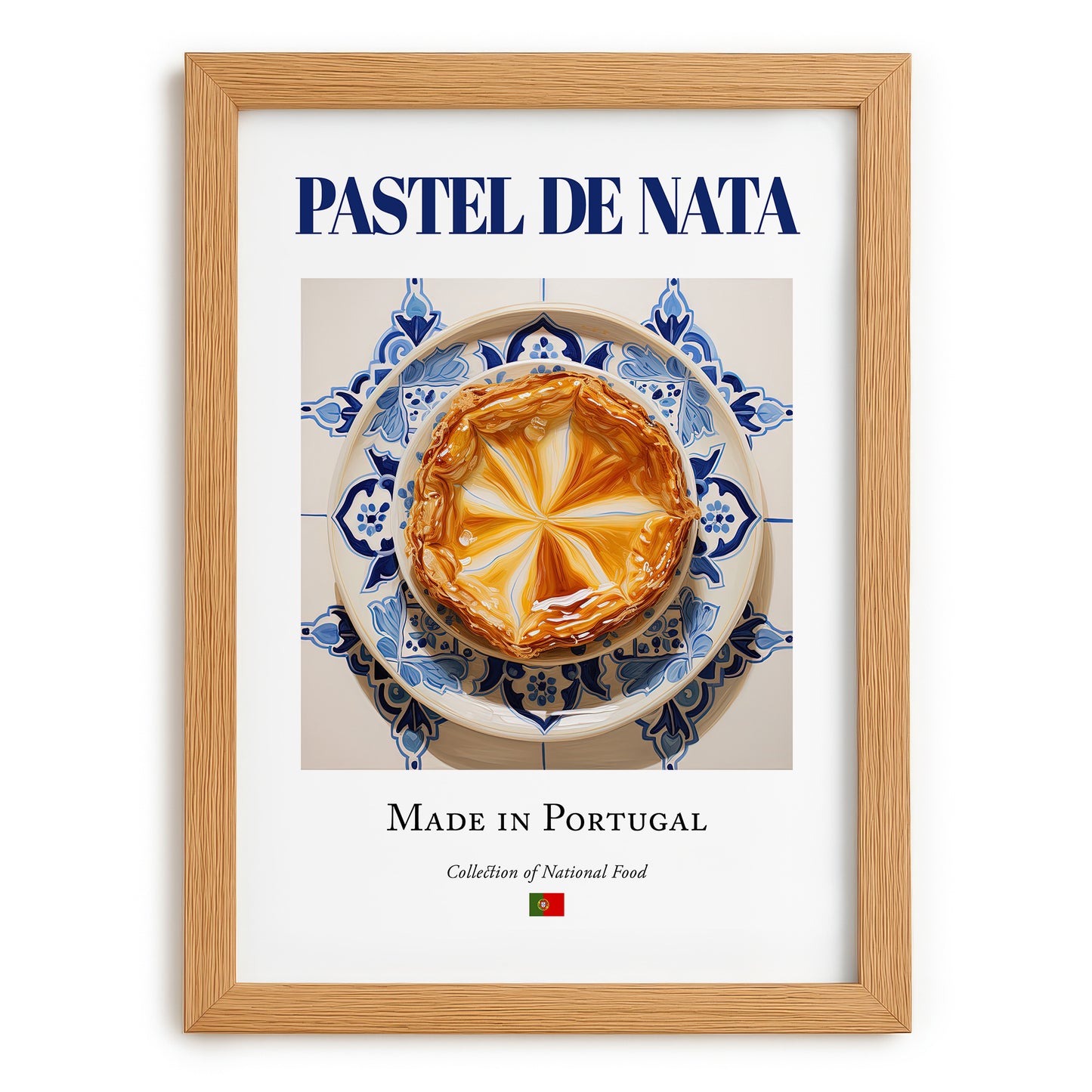 Pastel de nata – Portuguese Dessert Dish, Tavern Poster, set in oak frame