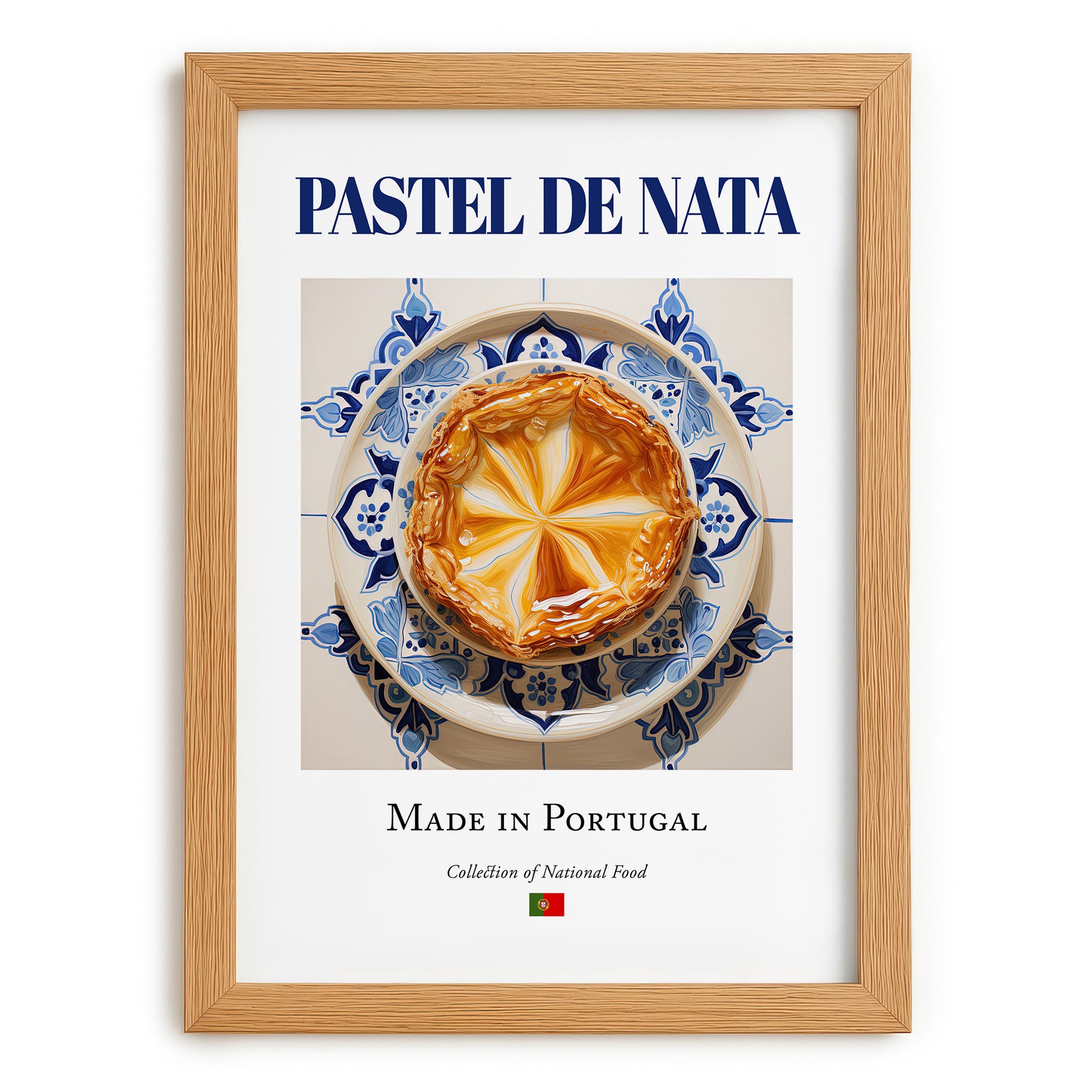 Pastel de nata – Portuguese Dessert Dish, Tavern Poster, set in oak frame