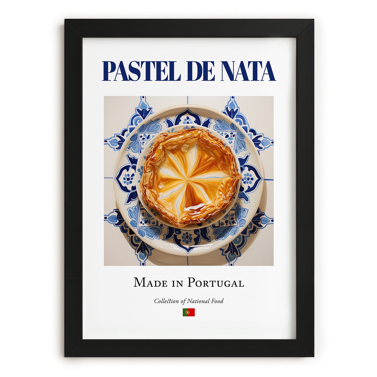 Pastel de nata – Portuguese Dessert Dish, Tavern Poster, in sleek black frame