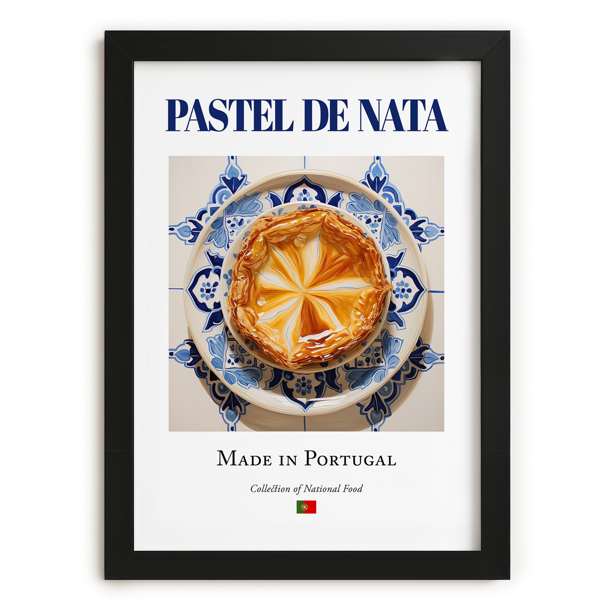 Pastel de nata – Portuguese Dessert Dish, Tavern Poster, in sleek black frame