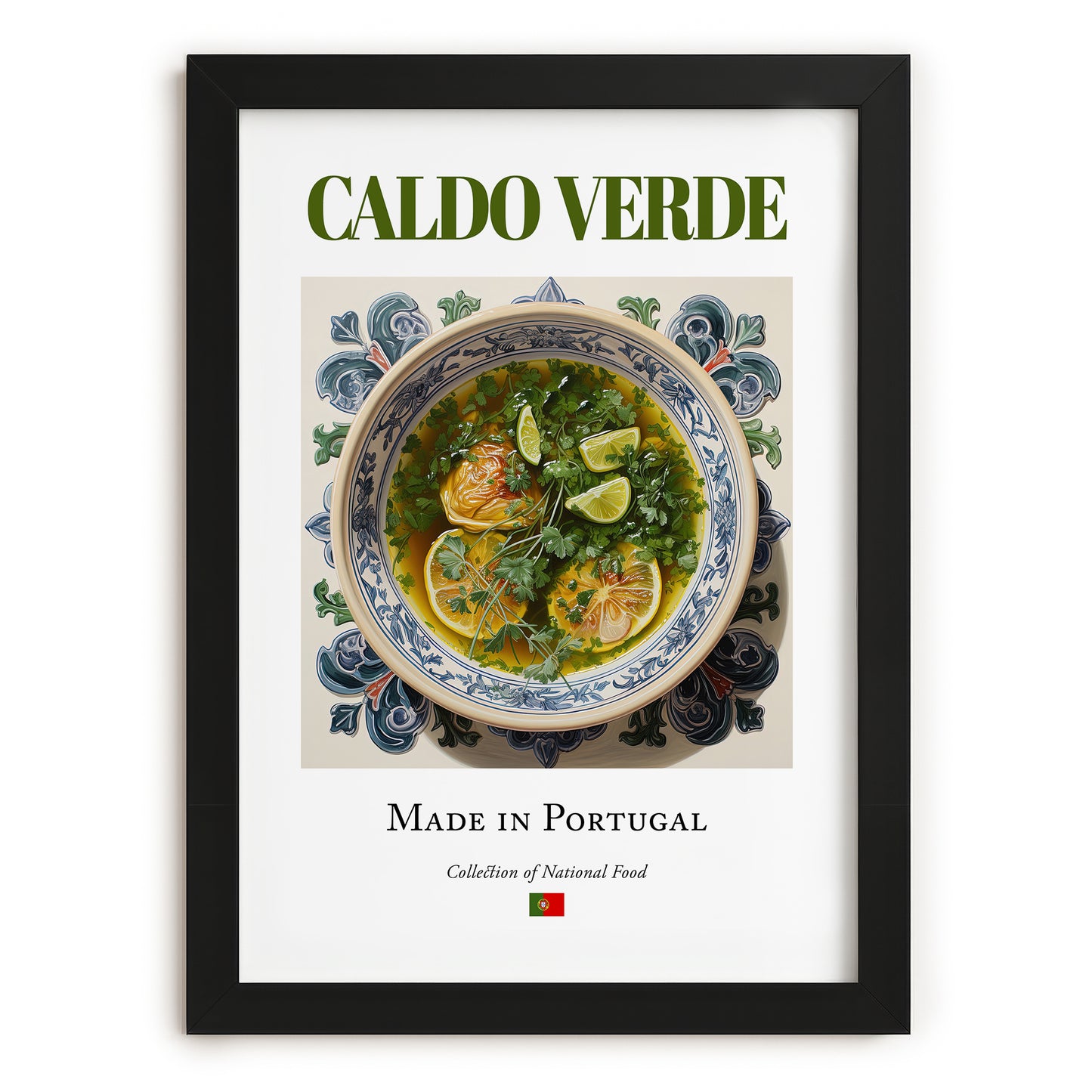 Caldo verde – Portuguese Soup Dish, Restaurant Wall Art, in sleek black frame