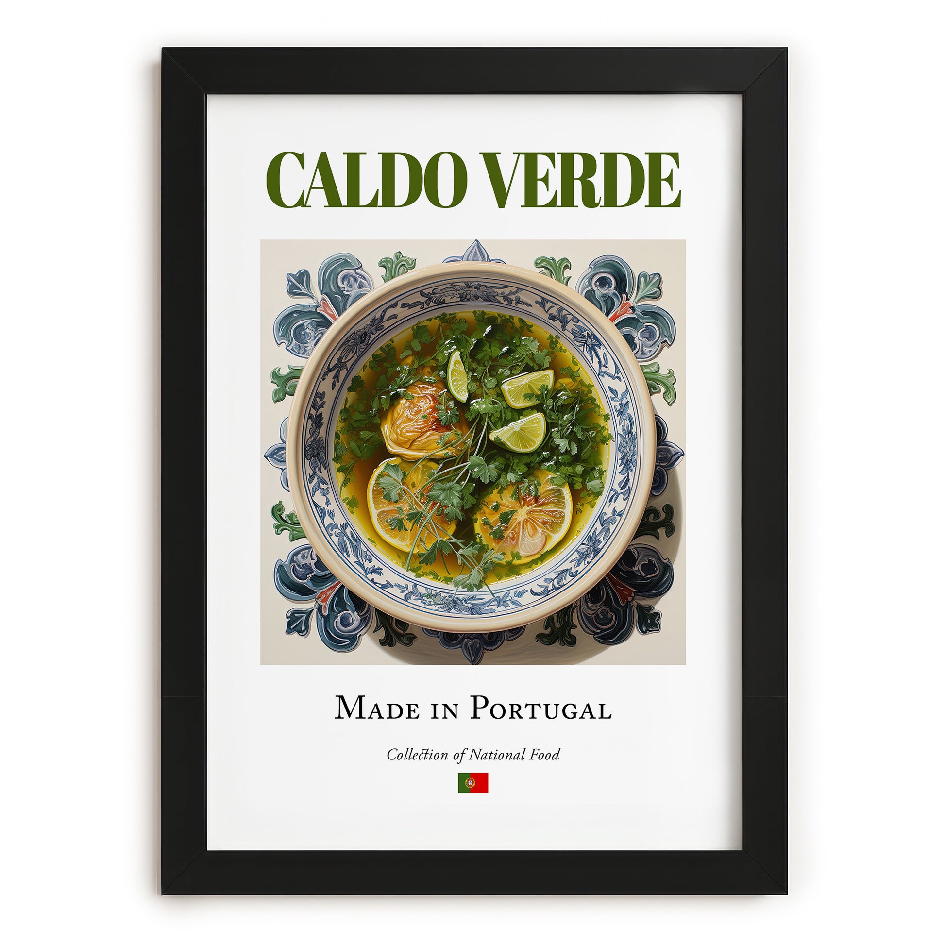 Caldo verde – Portuguese Soup Dish, Restaurant Wall Art, in sleek black frame