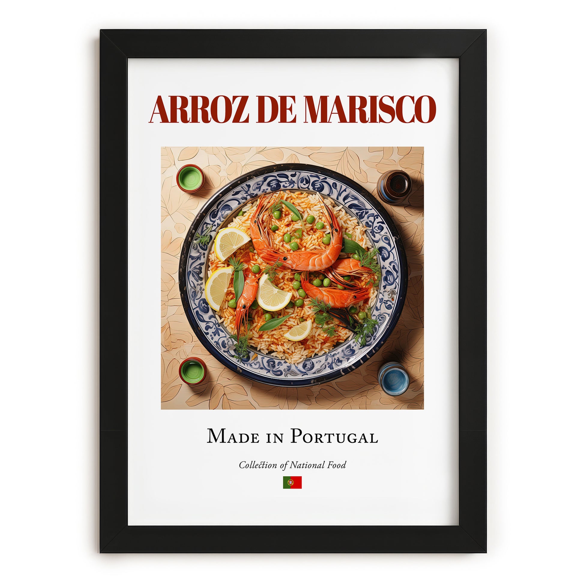 Arroz de marisco – Portuguese Rice Dish, Tavern Wall Art, in sleek black frame