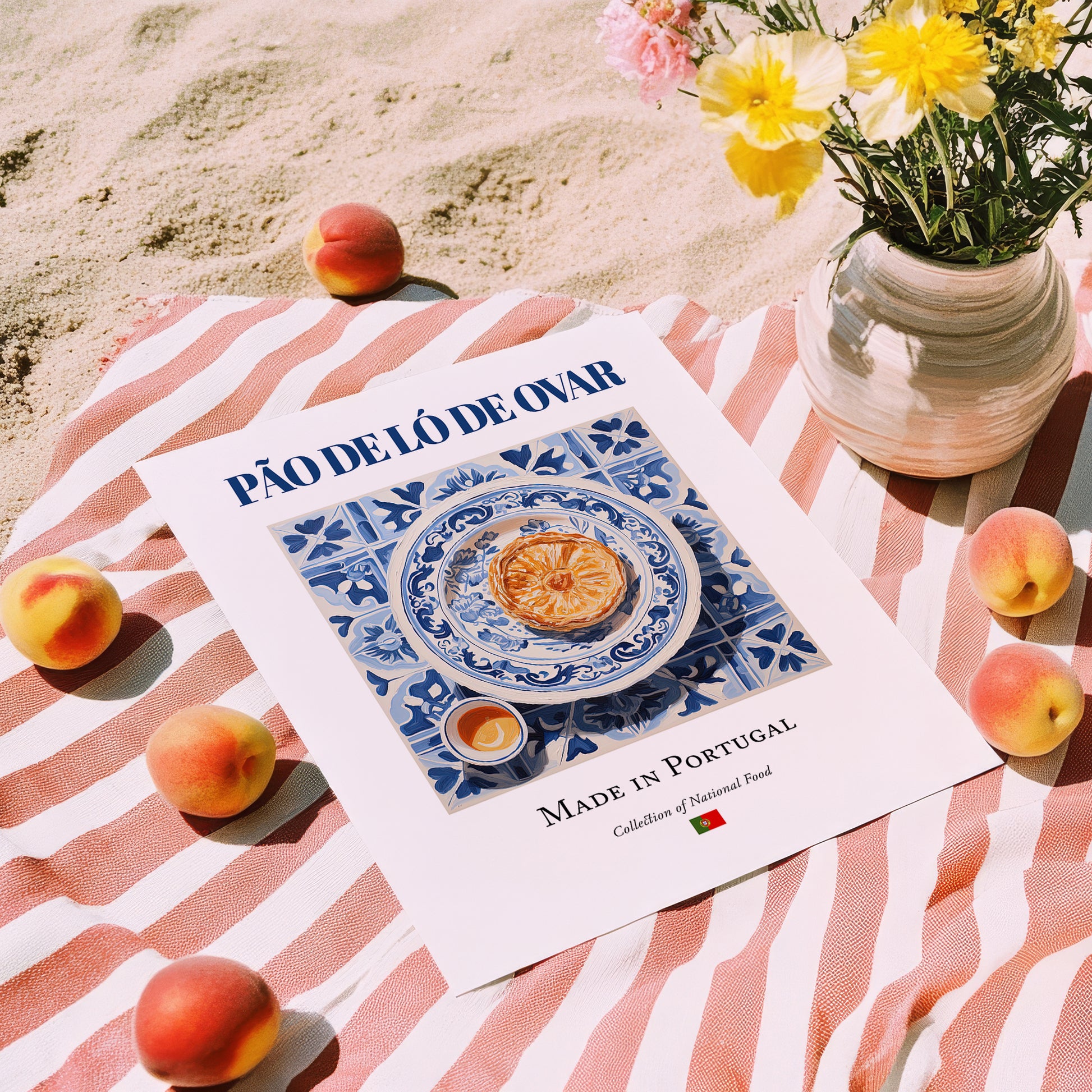 Pão de Ló de Ovar – Portuguese Dessert Dish, Tavern Painting, unframed on coastal sand