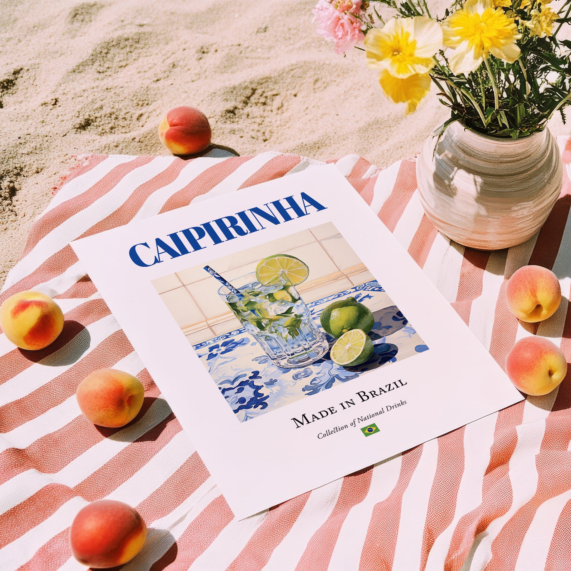 Caipirinha – Brazilian Cocktail Drink, Hotel Lobby Still Life, unframed on coastal sand