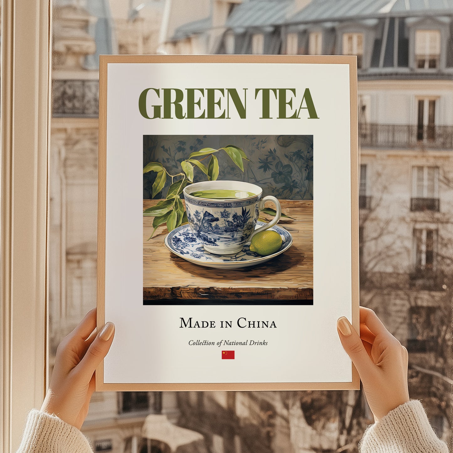 Green Tea – Chinese Tea, Tea Room Wall Art, styled in a charming Paris street view