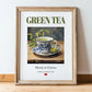 Green Tea – Chinese Tea, Tea Room Wall Art, in wooden frame leaning on the floor