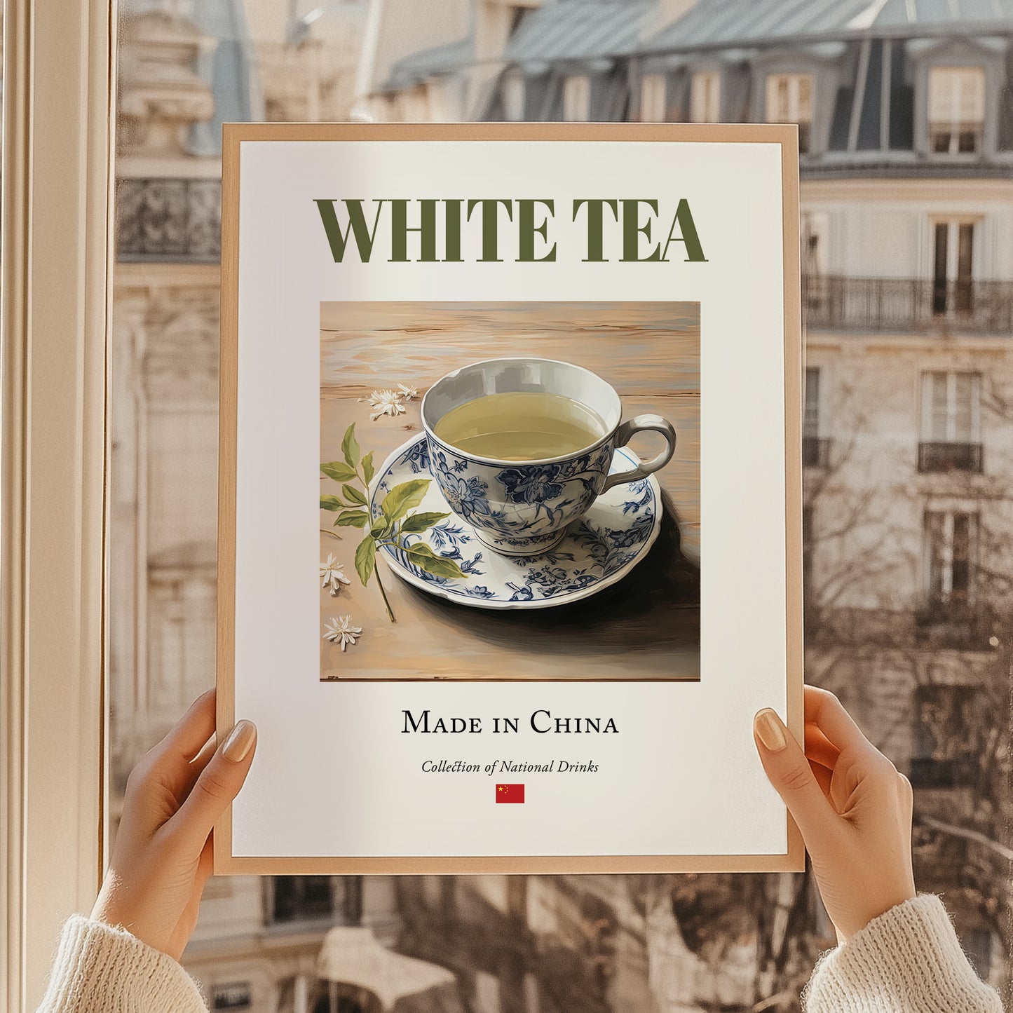 White Tea – Chinese Tea, Tea Room Wall Decor, styled in a charming Paris street view