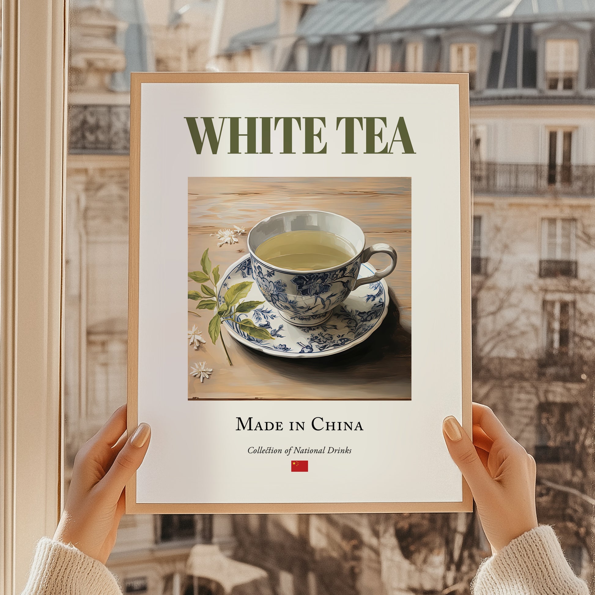 White Tea – Chinese Tea, Tea Room Wall Decor, styled in a charming Paris street view