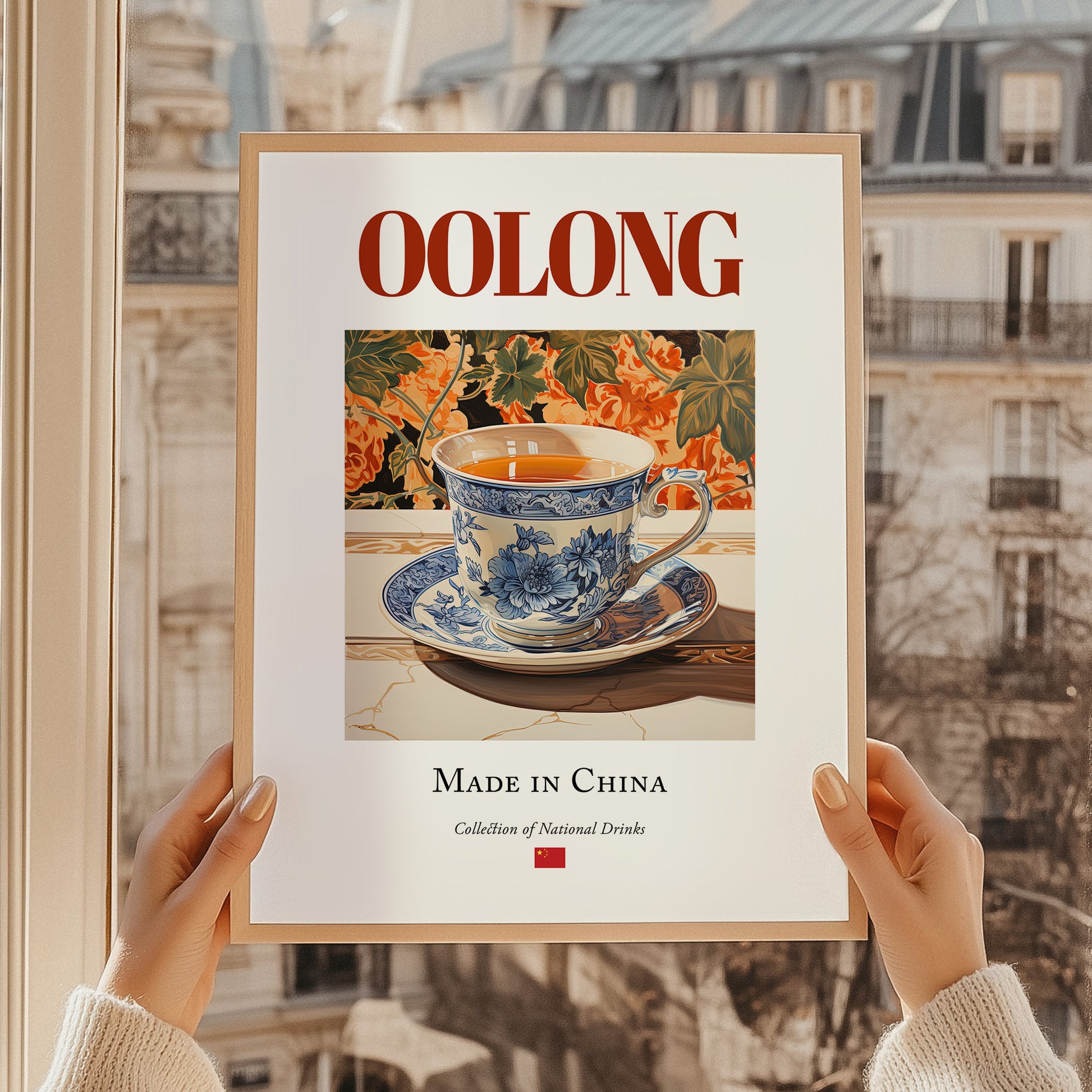 Oolong – Chinese Tea, Tea Lounge Print, styled in a charming Paris street view