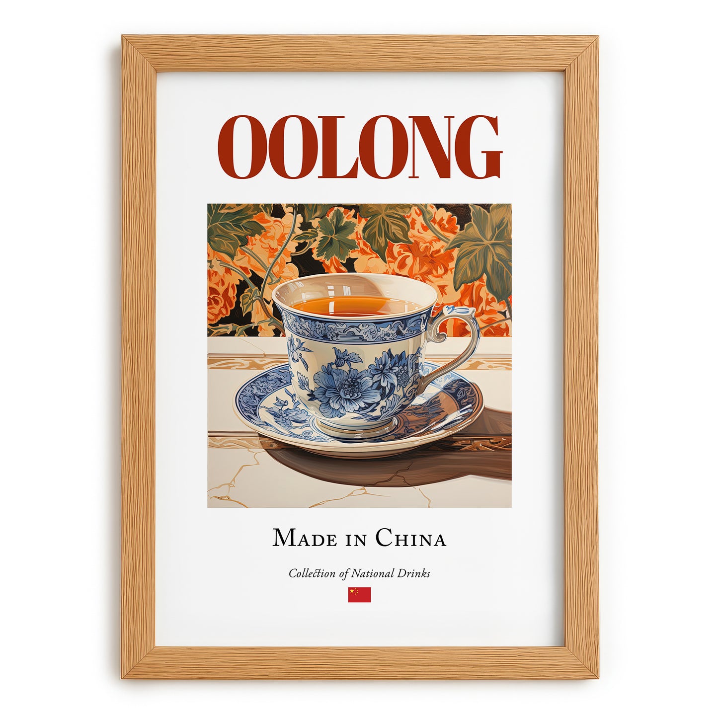 Oolong – Chinese Tea, Tea Lounge Print, set in oak frame