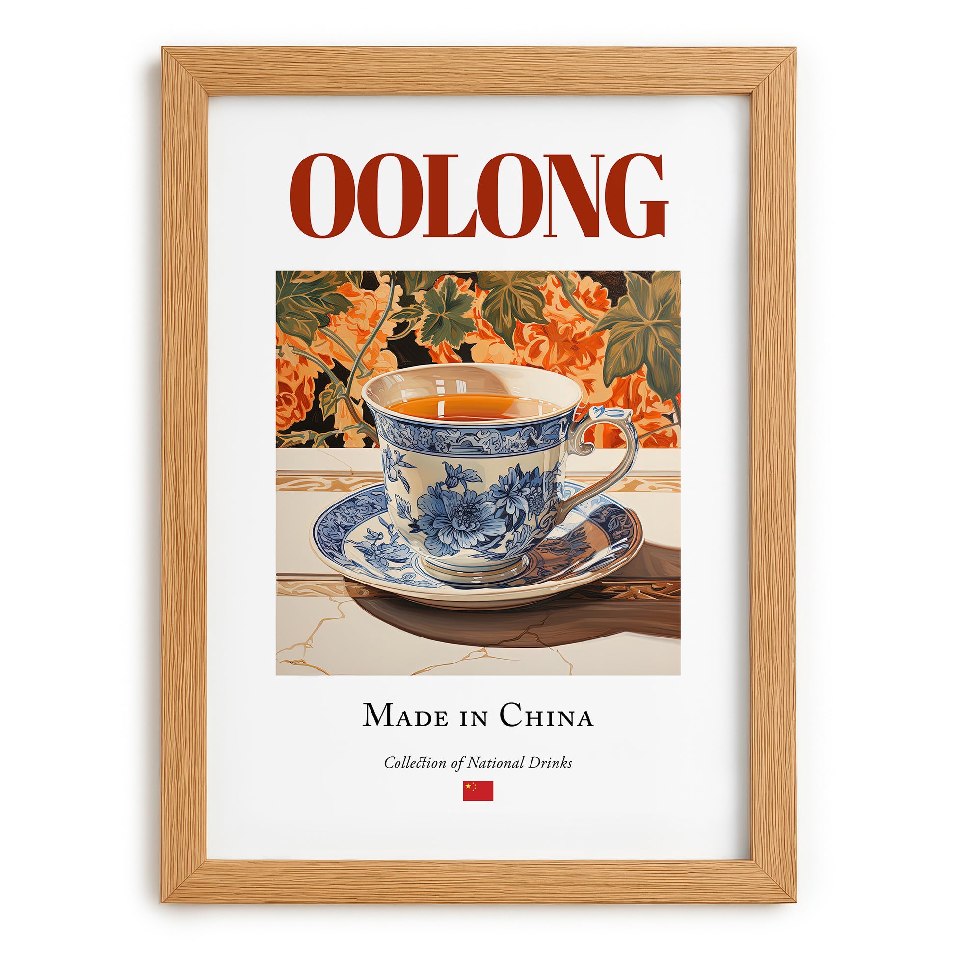 Oolong – Chinese Tea, Tea Lounge Print, set in oak frame