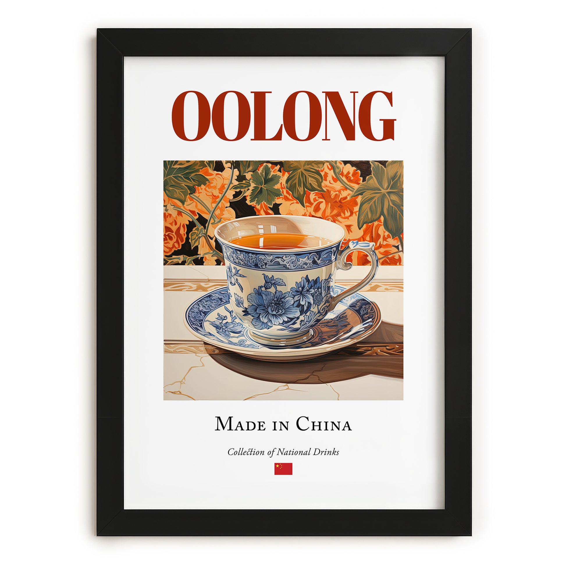 Oolong – Chinese Tea, Tea Lounge Print, in sleek black frame