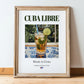 Cuba Libre – Cuban Cocktail Drink, Cocktail Lounge Wall Art, in wooden frame leaning on the floor