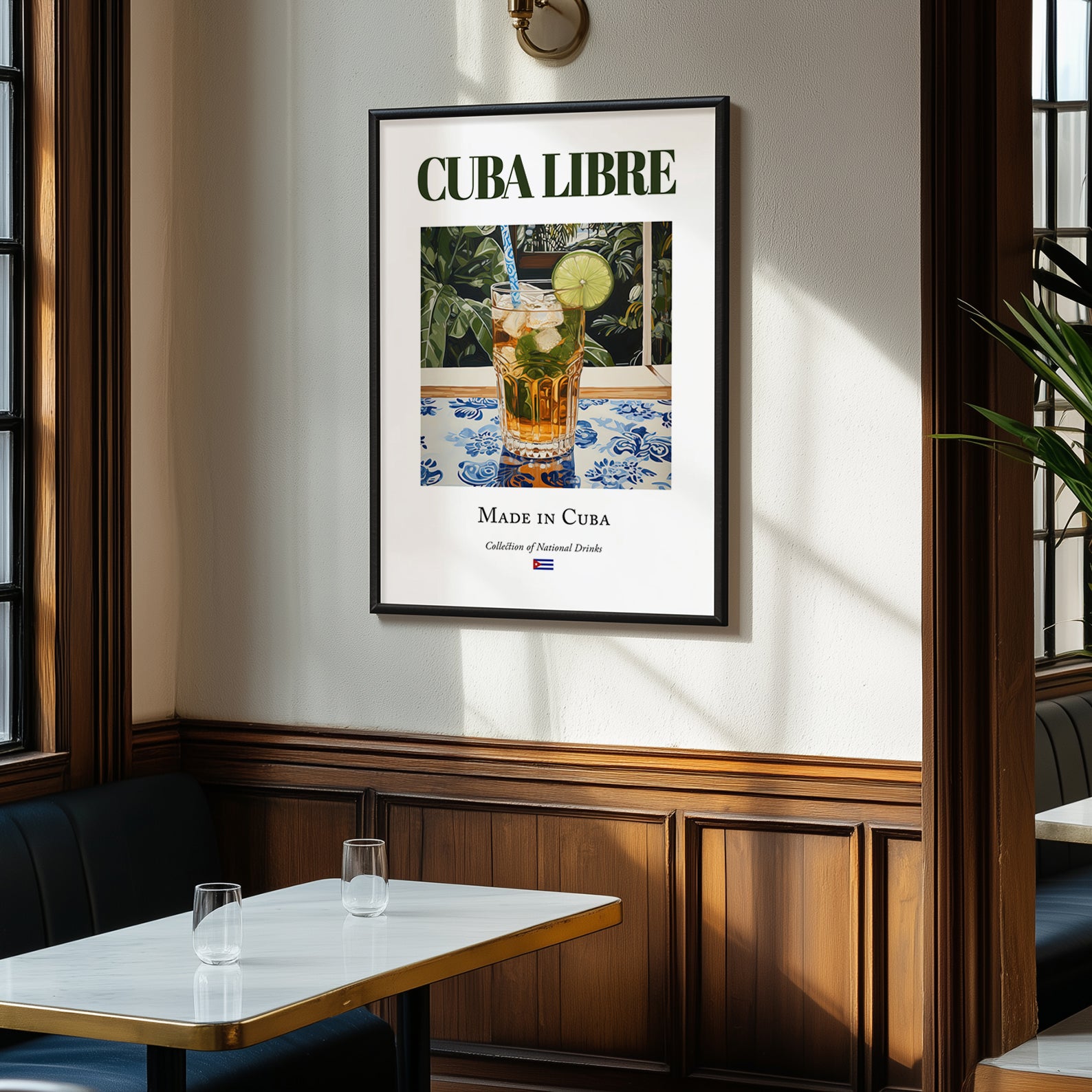 Cuba Libre – Cuban Cocktail Drink, Cocktail Lounge Wall Art, clean layout with no caption