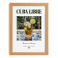 Cuba Libre – Cuban Cocktail Drink, Cocktail Lounge Wall Art, set in oak frame