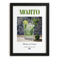 Mojito – Cuban Cocktail Drink, Rooftop Terrace Print, in sleek black frame
