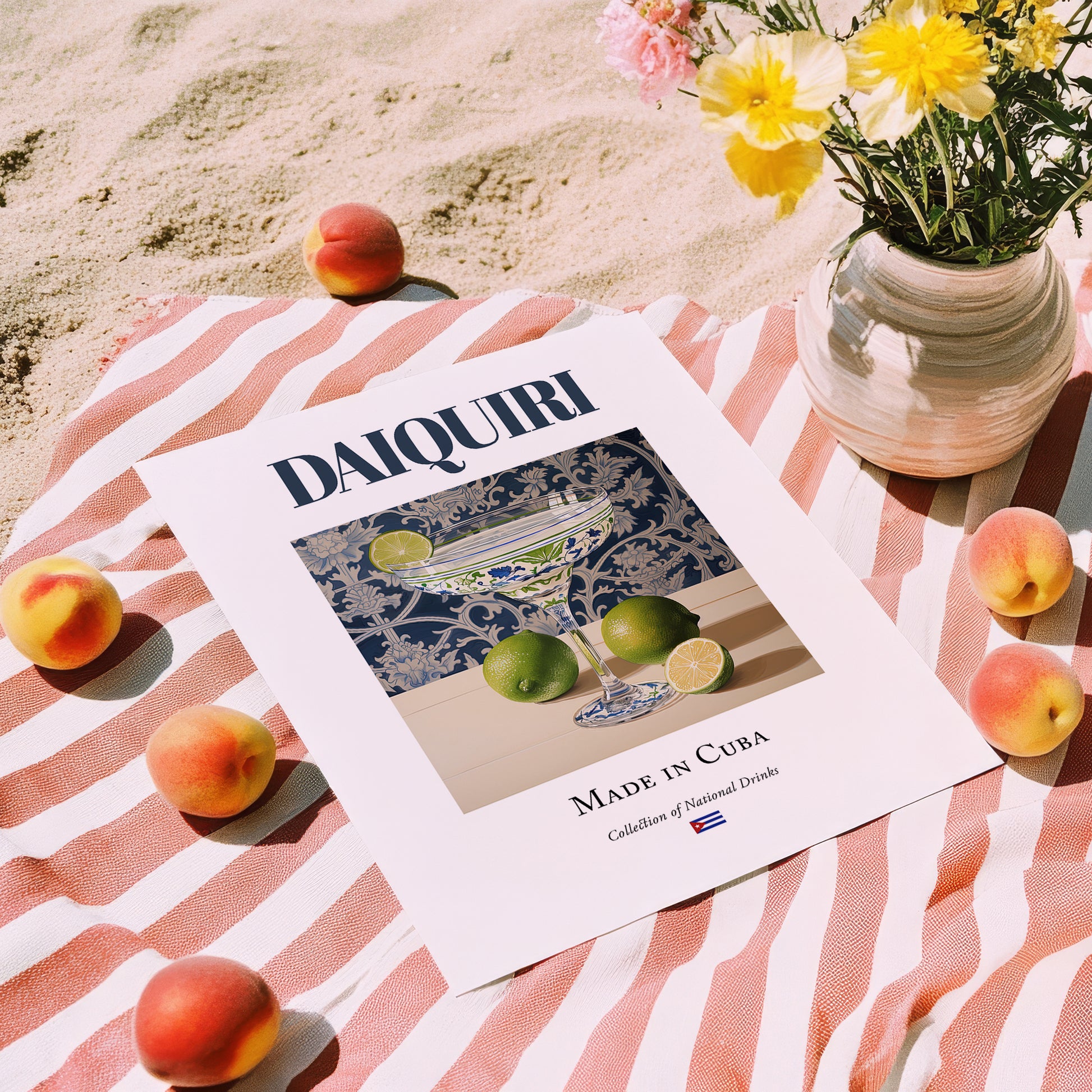 Daiquiri – Cuban Cocktail Drink, Rooftop Terrace Print, unframed on coastal sand