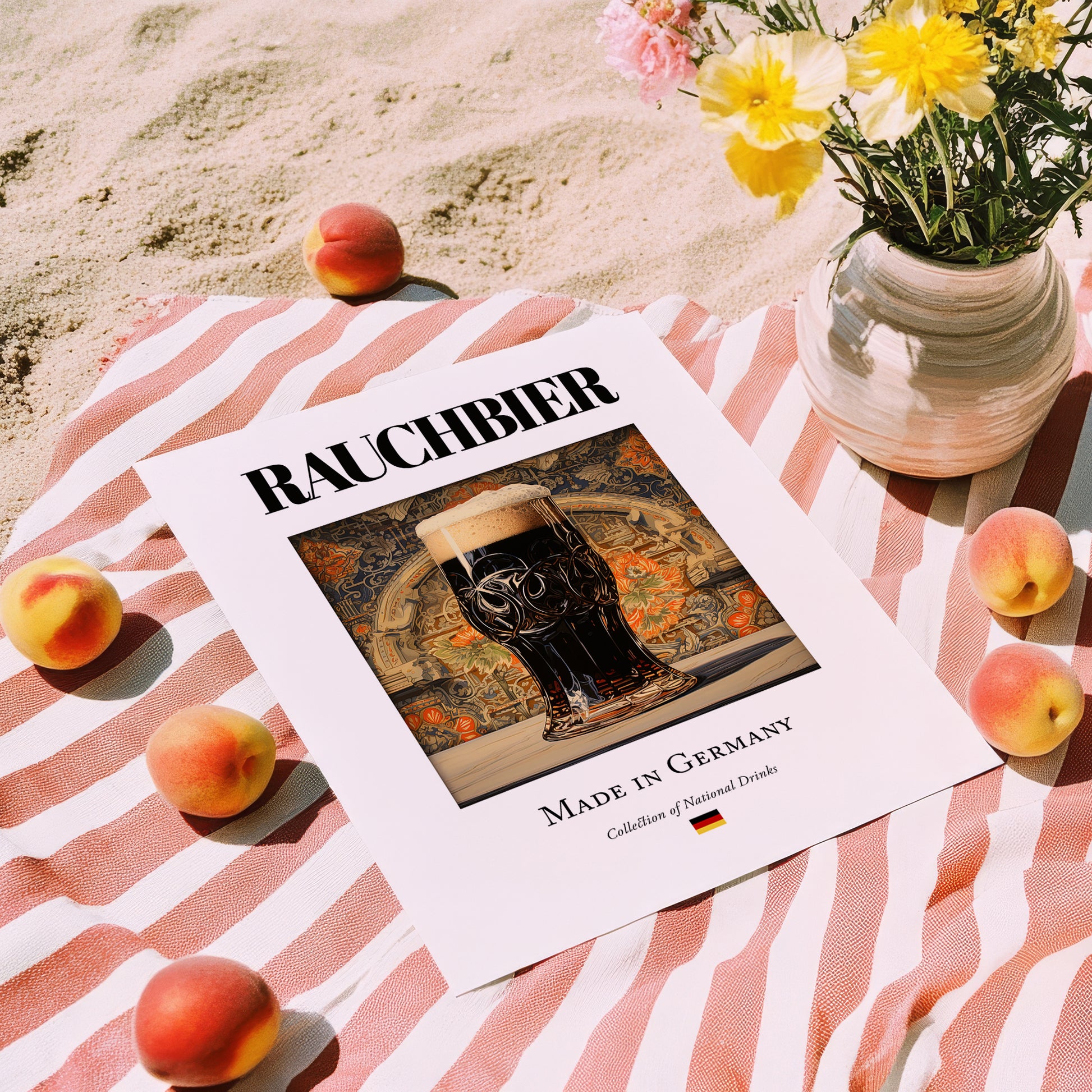 Rauchbier – German Beer, Brauhaus Wall Decor, unframed on coastal sand