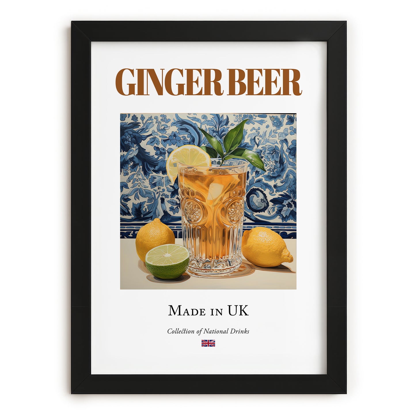 Ginger Beer – English Beverage Drink, Jazz Bar Still Life, in sleek black frame