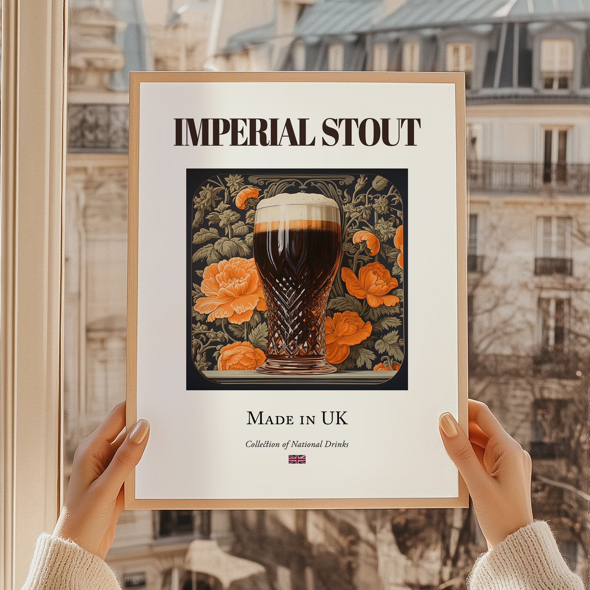 Imperial Stout – English Beer, Brauhaus Poster, styled in a charming Paris street view