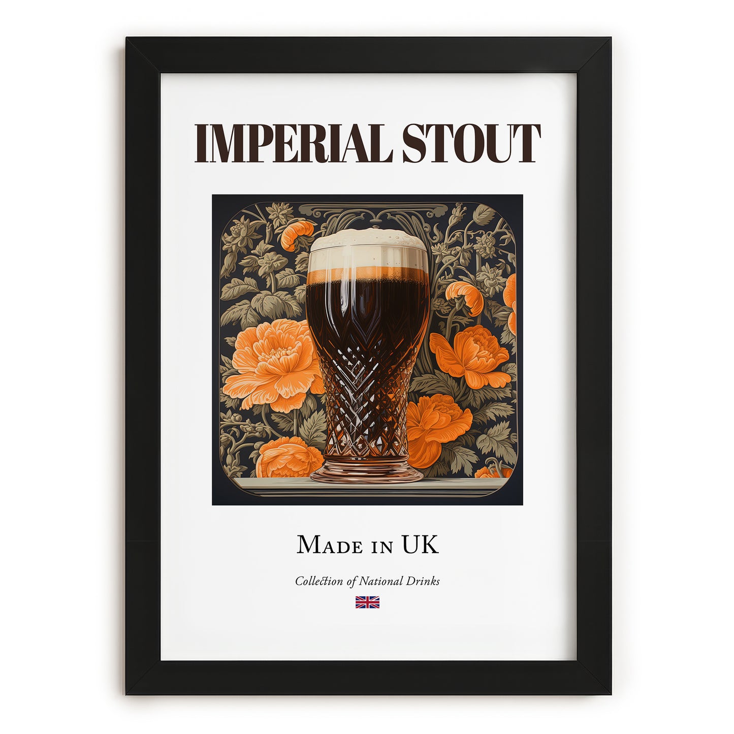Imperial Stout – English Beer, Brauhaus Poster, in sleek black frame