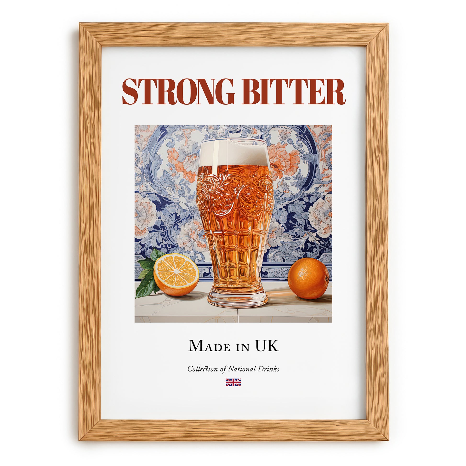 Strong Bitter – English Beer, Sports Bar Poster, set in oak frame