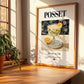 Posset – English Dessert Dish, Bistro Illustration, no-text version framed in wood