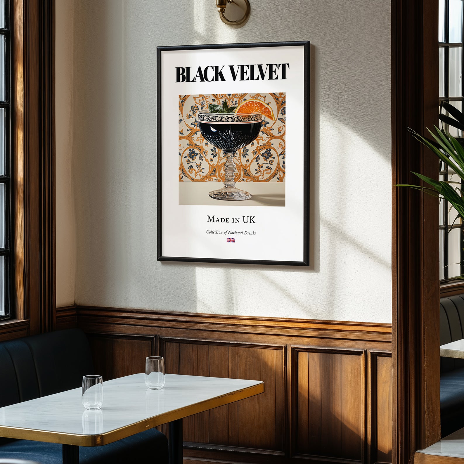 Black Velvet – English Cocktail Drink, Cocktail Lounge Wall Decor, clean layout with no caption