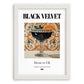 Black Velvet – English Cocktail Drink, Cocktail Lounge Wall Decor, placed in minimal white frame