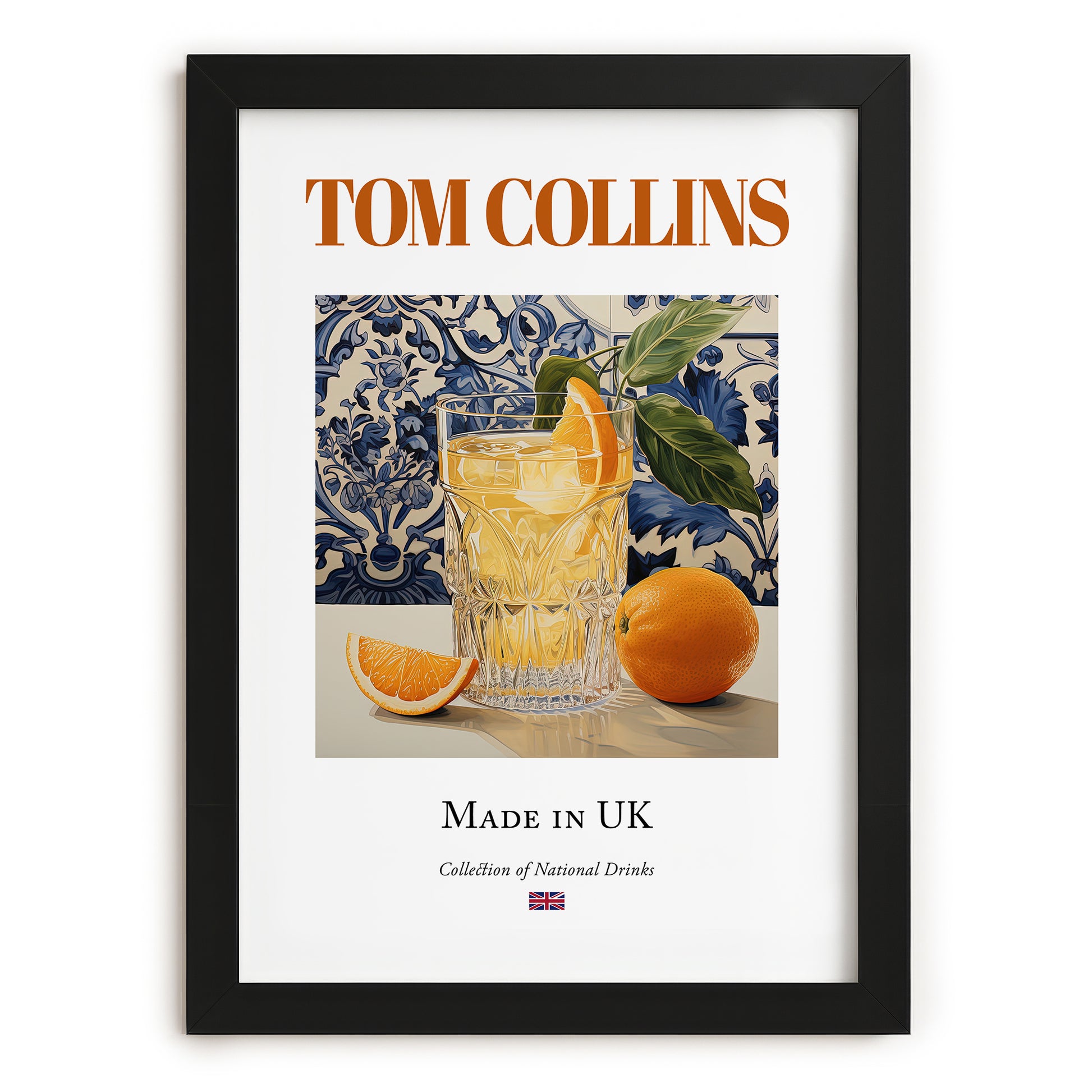 Tom Collins – English Cocktail Drink, Cocktail Lounge Still Life, in sleek black frame