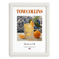 Tom Collins – English Cocktail Drink, Cocktail Lounge Still Life, placed in minimal white frame