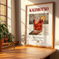 Kalimotxo – Spanish Cocktail Drink, Speakeasy Illustration, no-text version framed in wood