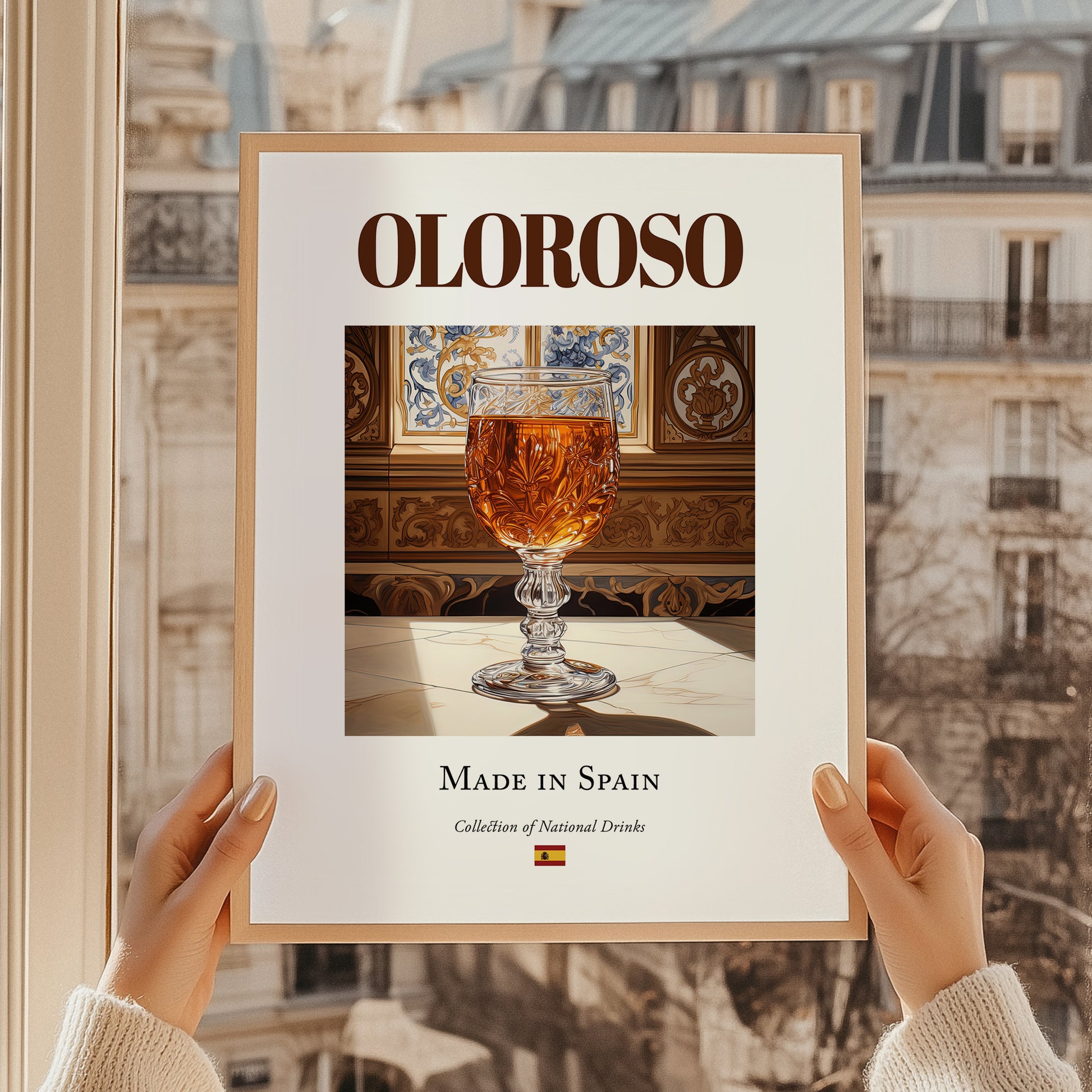 Oloroso – Spanish Dessert Wine, Vinoteca Art, styled in a charming Paris street view