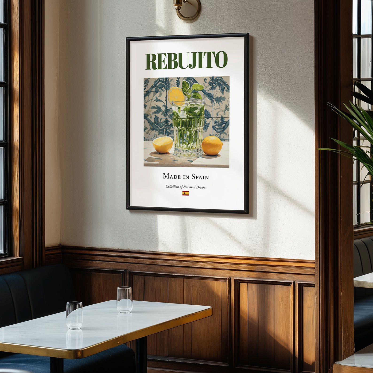 Rebujito – Spanish Cocktail Drink, Beach Bar Painting, clean layout with no caption