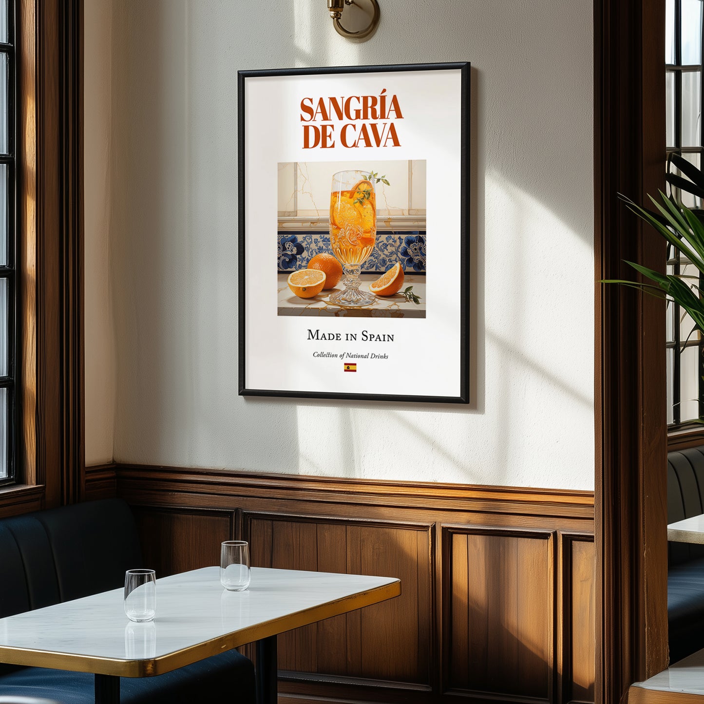 Sangría de Cava – Spanish Cocktail Drink, Beach Bar Painting, clean layout with no caption
