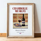 Chambolle-Musigny – French Red Wine, Vineyard Terrace Still Life, in wooden frame leaning on the floor