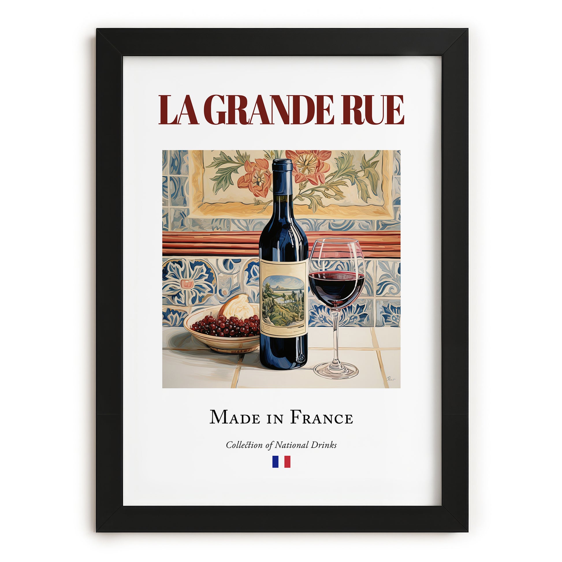 La Grande Rue – French Red Wine, Vinoteca Print, in sleek black frame