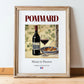 Pommard – French Red Wine, Vinoteca Poster, in wooden frame leaning on the floor