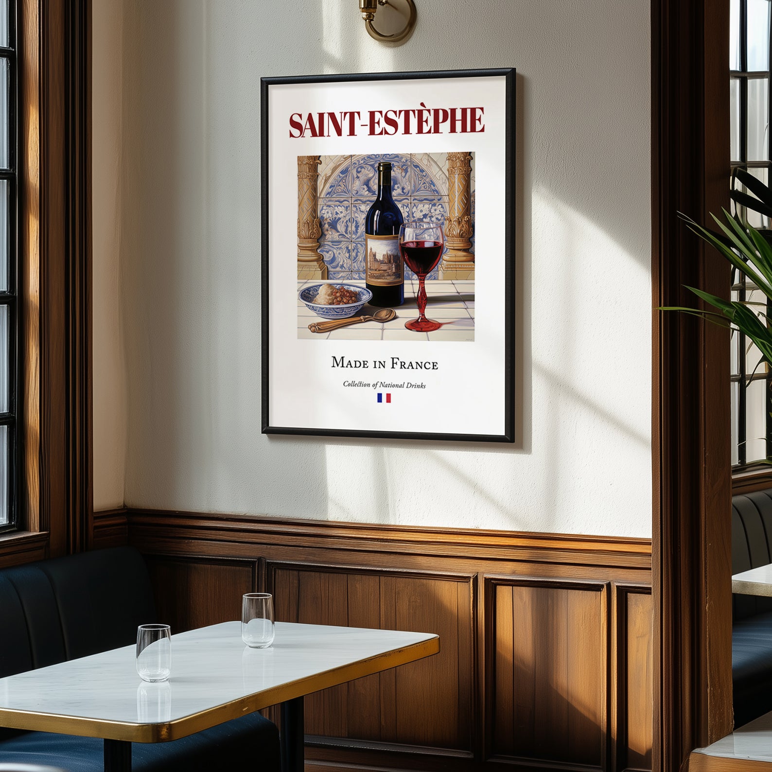 Saint-Estèphe – French Red Wine, Wine Bar Still Life, clean layout with no caption