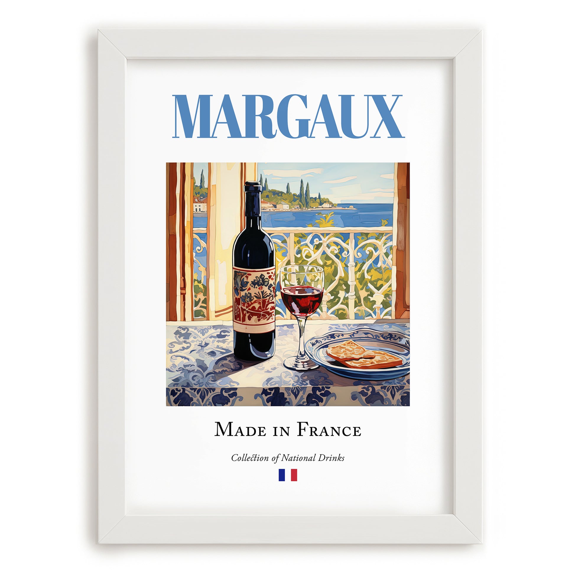 Margaux – French Red Wine, Vinoteca Print, placed in minimal white frame