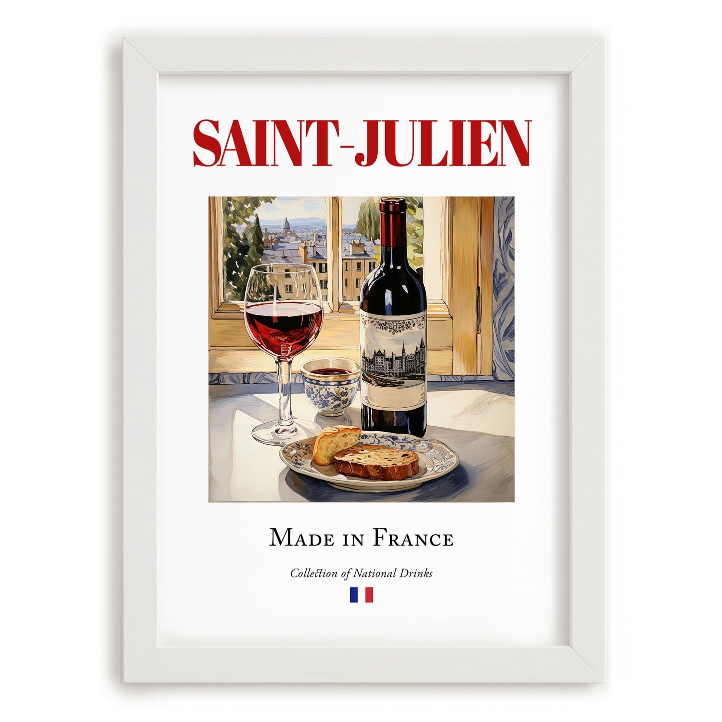 Saint-Julien – French Red Wine, Vinoteca Wall Art, placed in minimal white frame