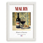 Maury – French Dessert Wine, Wine Bar Print, placed in minimal white frame