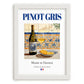 Pinot Gris – French White Wine, Tasting Room Still Life, placed in minimal white frame