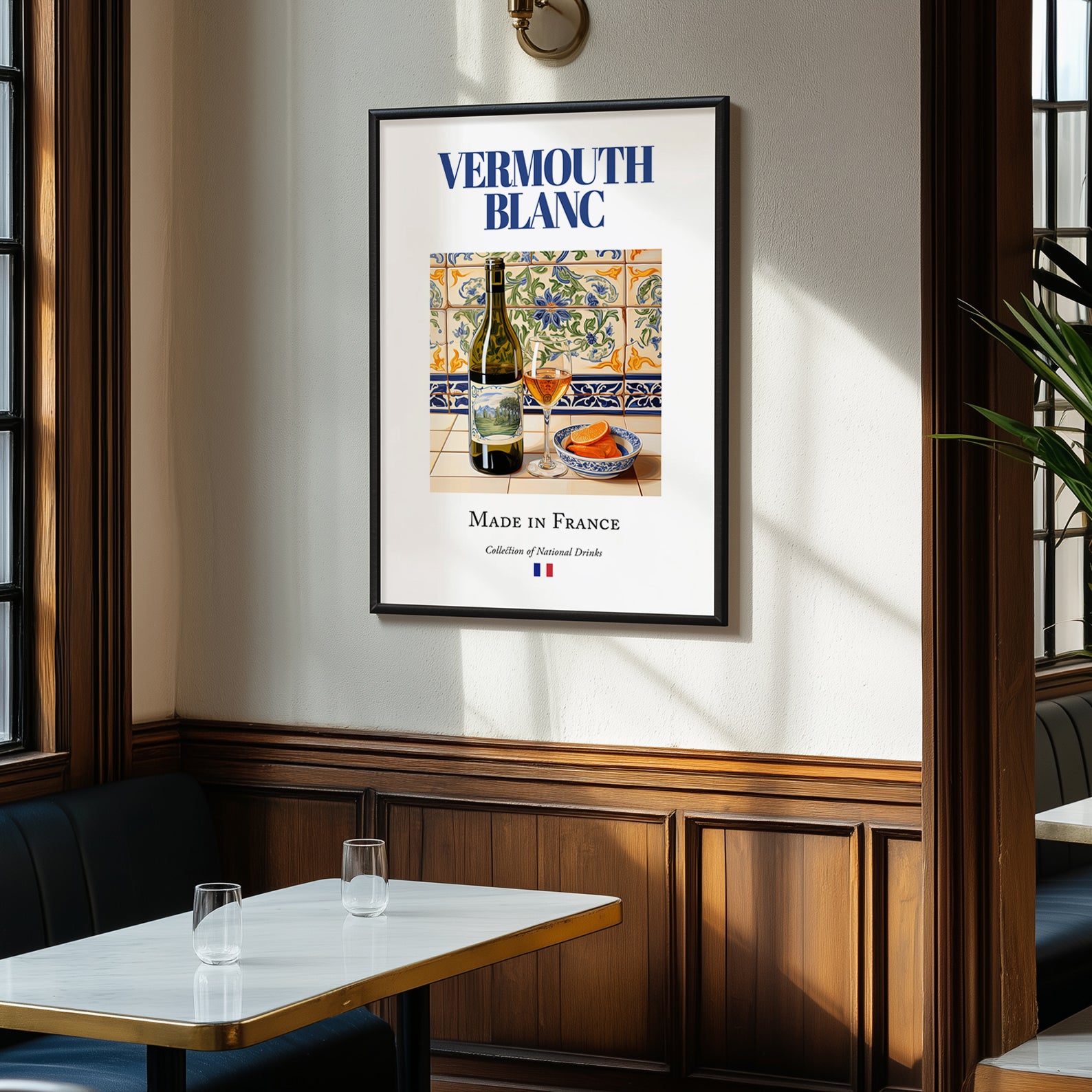 Vermouth blanc – French Liqueur Drink, Hotel Lobby Poster, clean layout with no caption
