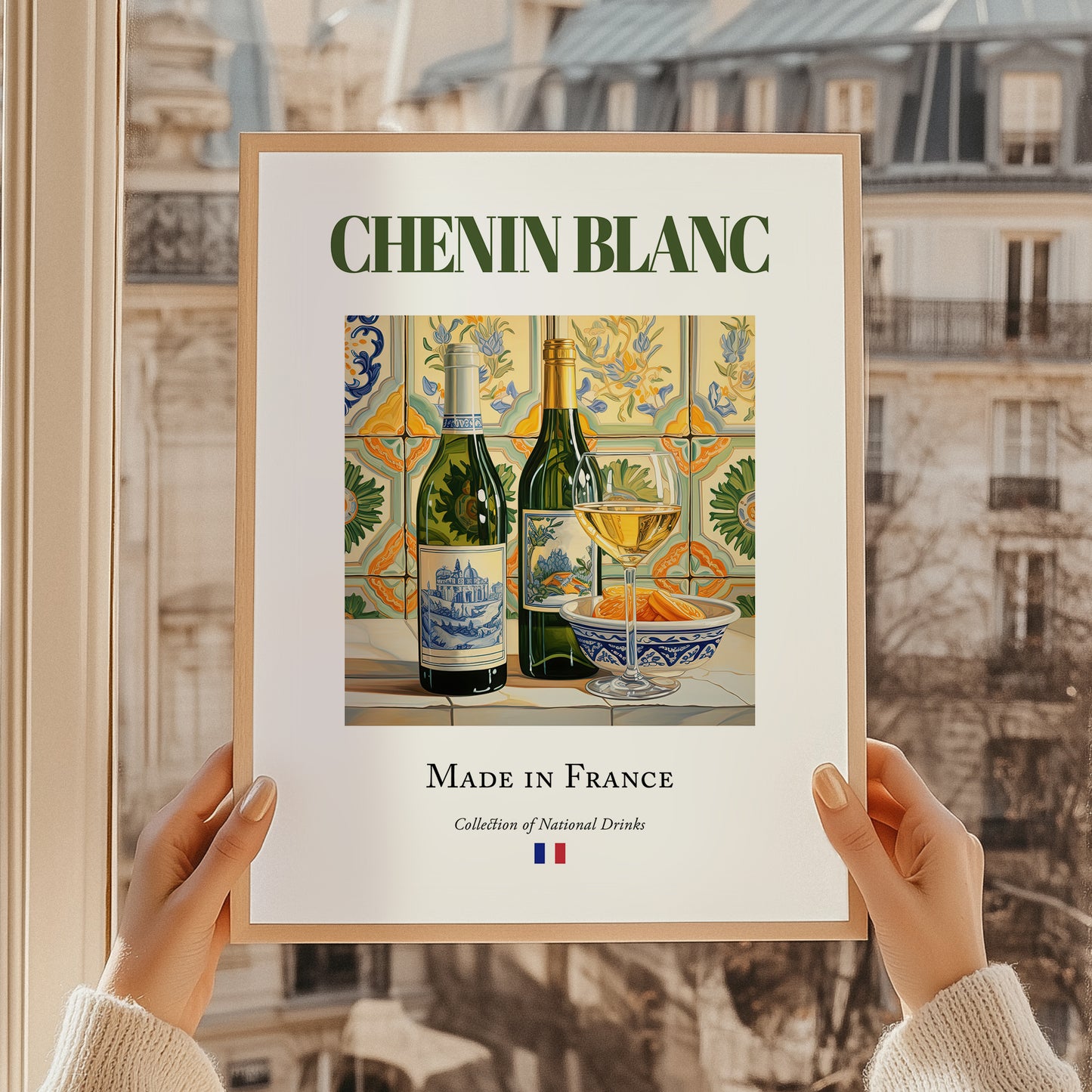 Chenin Blanc – French White Wine, Vinoteca Poster, styled in a charming Paris street view
