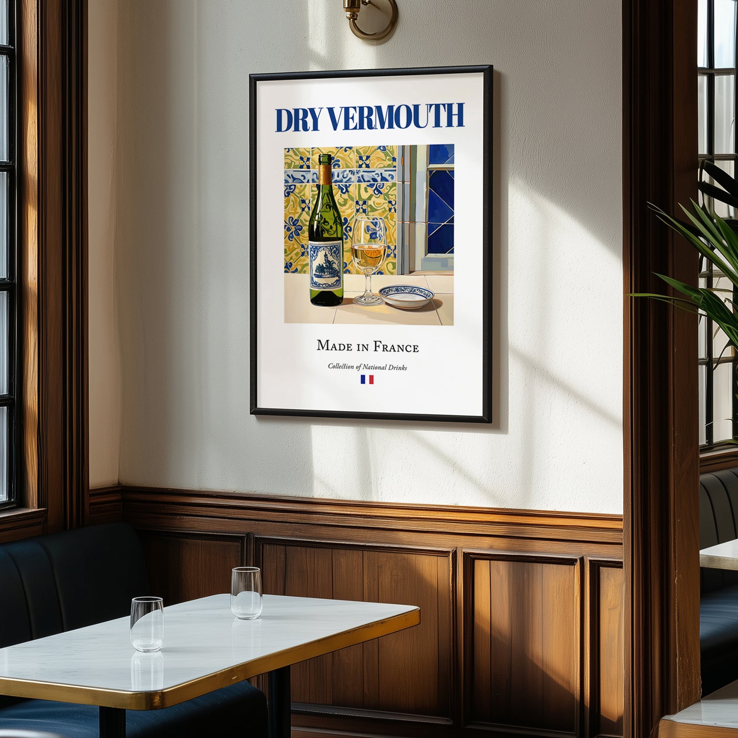 Dry Vermouth – French Liqueur Drink, Sky Bar Wall Decor, clean layout with no caption