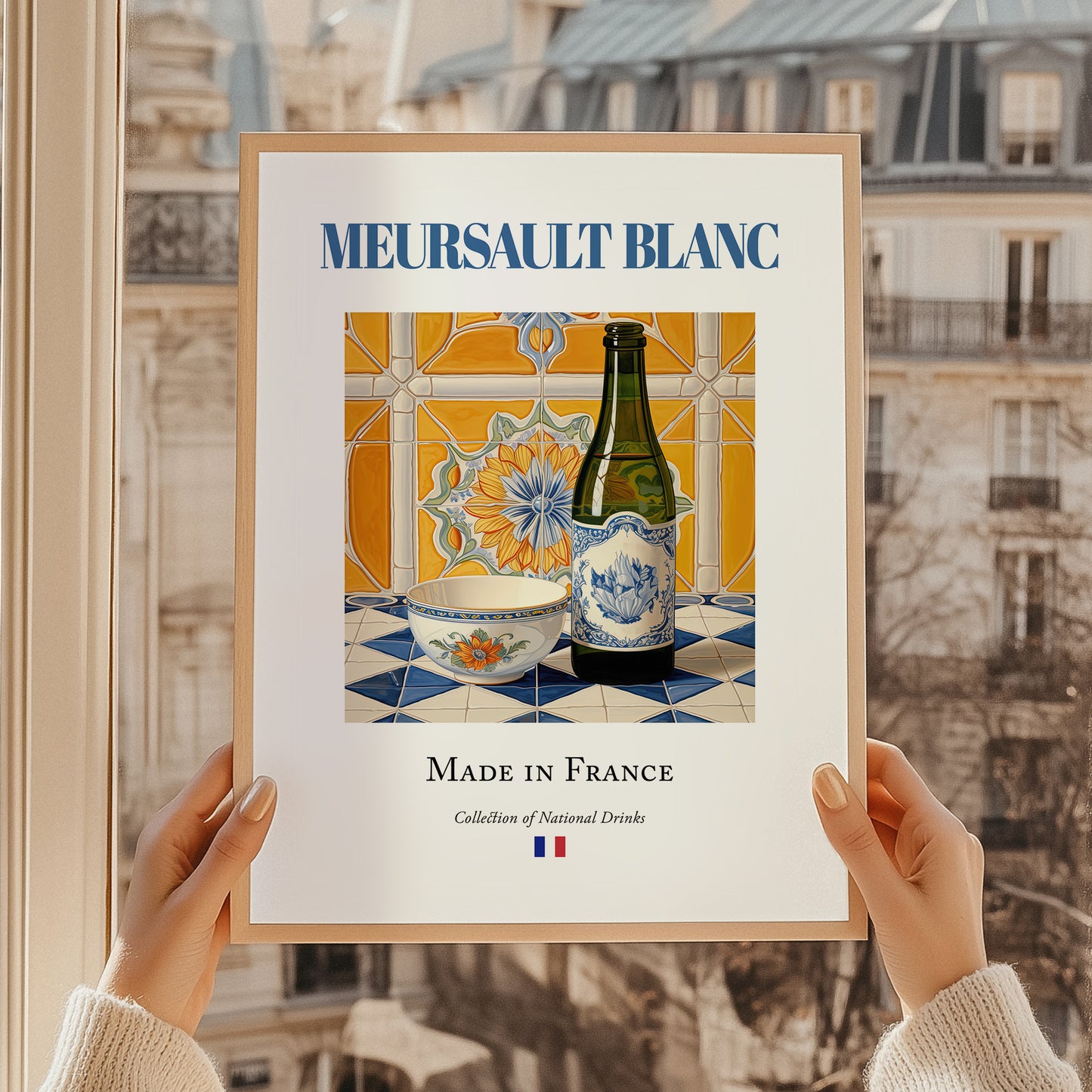 Meursault blanc – French White Wine, Vinoteca Wall Decor, styled in a charming Paris street view